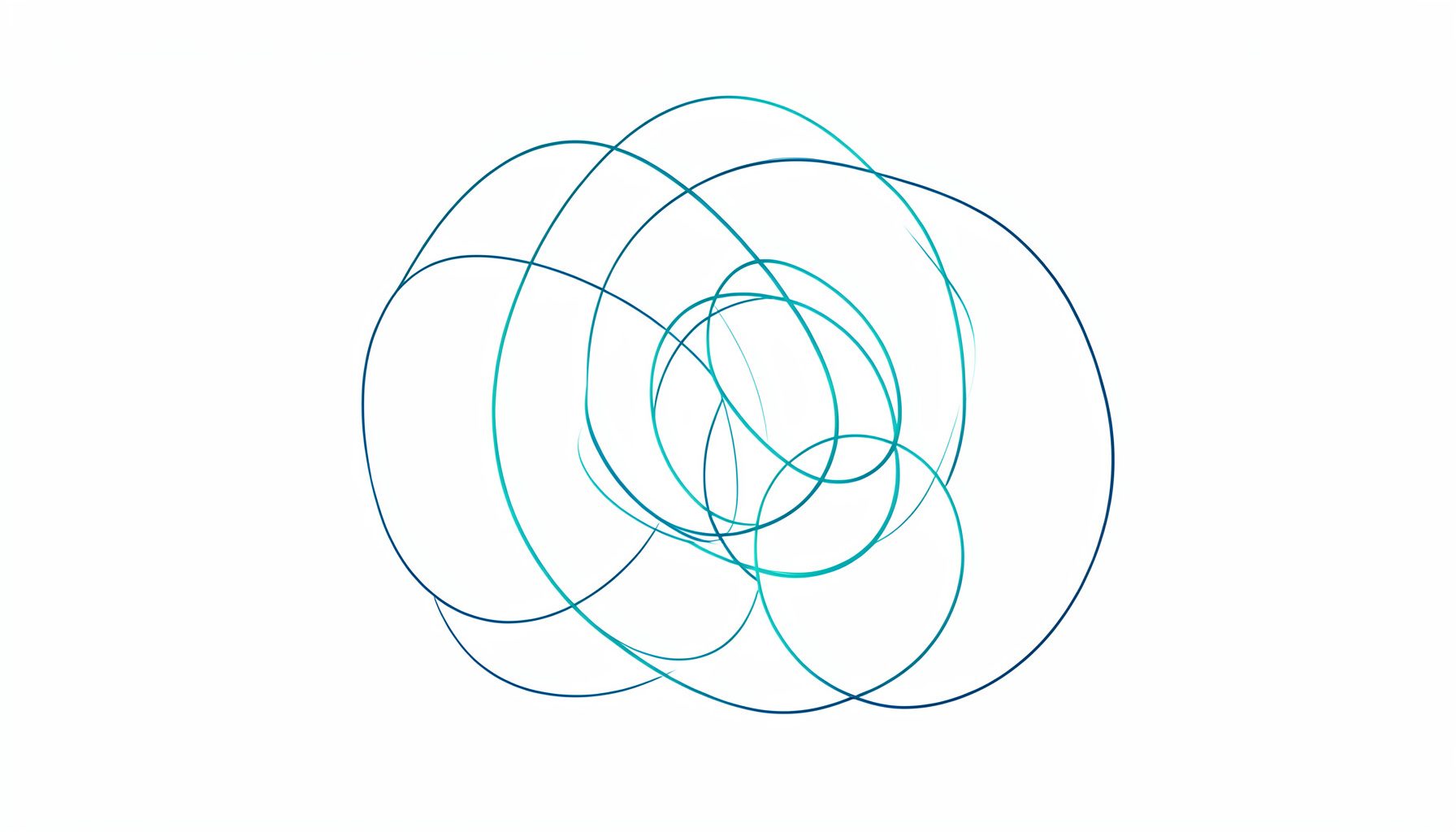 Overlapping circles in warm amber and deep blue tones, suggesting community networks and collaboration.